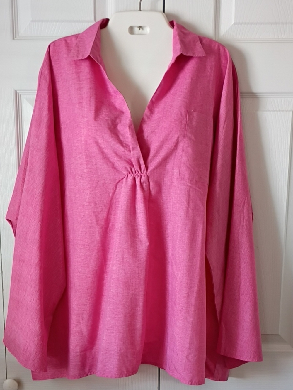 MISSLOOK Pink 3/4 Sleeve V-Neck Top 4XL